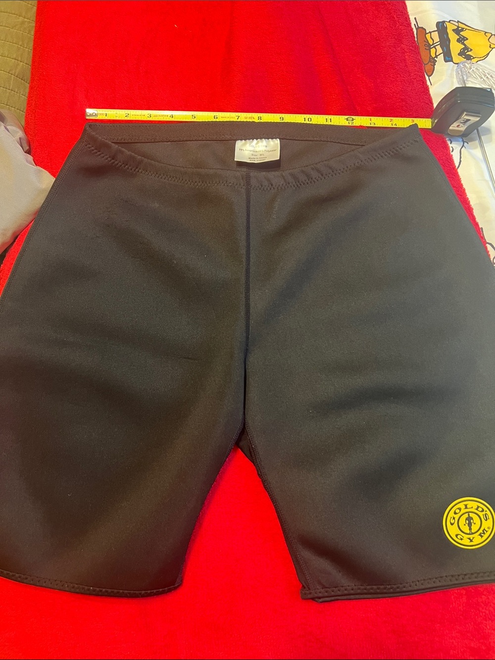 Black Athletic Shorts with Yellow Logo